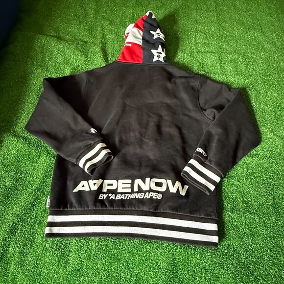 Aape by Bape Stripe and Stars Button Up Varsity Jacket Sweater Hoodie Size L - Picture 14 of 16
